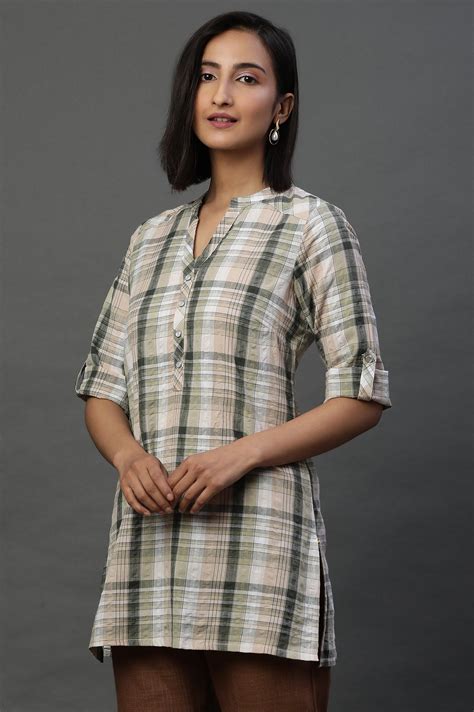 Buy Earthy Multicoloured Stripe Cotton Kurti Online for Woman | Shop ...