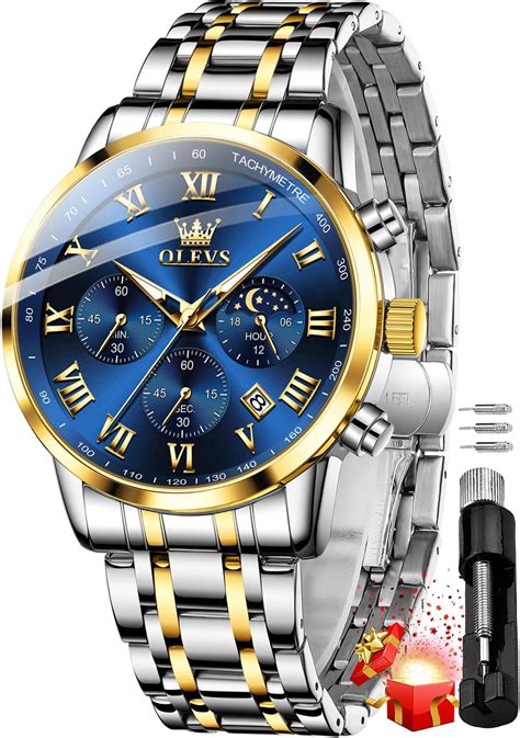 OLEVS Watch for Men Original Analog Quartz Chronograph Luxury Dress ...