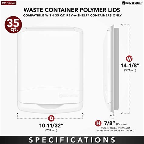 Buy Rev-A-Shelf RV-35-LID-12-1 35 Quart Polymer Plastic Trash Waste ...