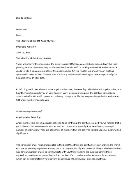 341 Angel Number: Spiritual Meaning and Life Guidance Insights - Studocu