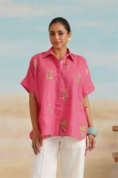 Vriti Pure Linen Embroidered Top | Neetika Chopra