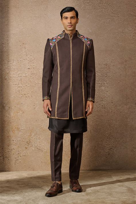 Indo Western Floral Sherwani Set