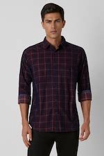 Buy Men Maroon Slim Fit Check Full Sleeves Casual Shirt Online ...