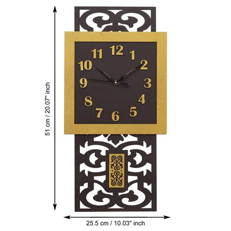 Buy eCraftIndia Yellow & Black Rectangular Wooden Pendulum Wall Clock ...