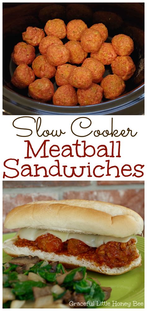 Slow Cooker Meatball Sandwiches - Graceful Little Honey Bee