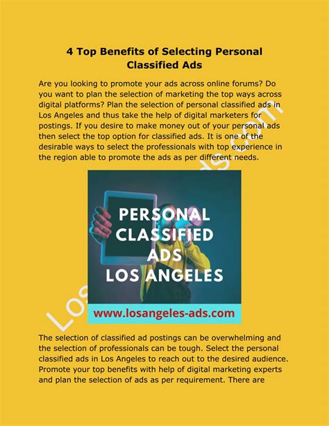 PPT - 4 Top Benefits of Selecting Personal Classified Ads PowerPoint ...