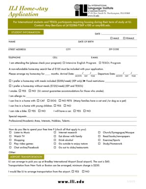 Fillable Online ili ILI Home-stay Application - The International ...