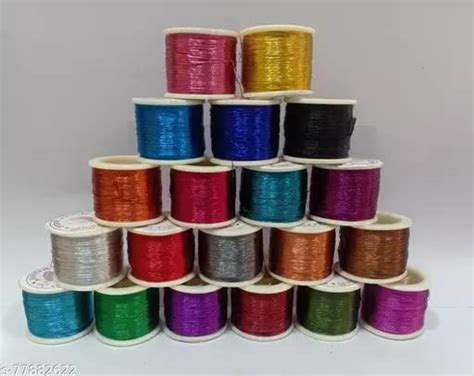 TANISHA FASHIONS, ARTS & CRAFT STORE Multicoloured Zari Thread Metallic ...