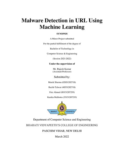 Major Synopsis - 2 - Malware Detection in URL Using Machine Learning ...