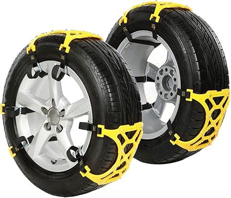 Linist Universal Anti-Skid Snow Chains for Cars Set of 6 Heavy-Duty ...