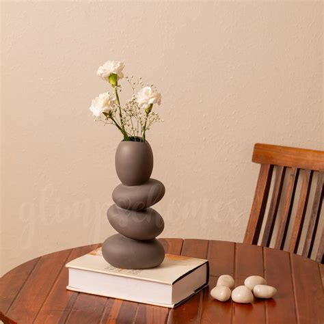 Buy Glimpse Homes Pebble Vase | Ceramic Flower Vase | 11 inch ...