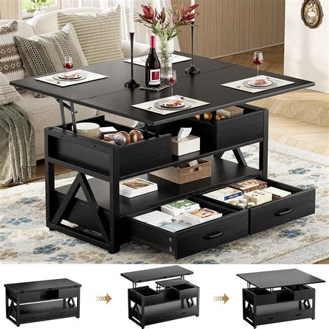 Amazon.com: Memobarco 40" Lift Top Coffee Table with Storage,Black | 4 ...