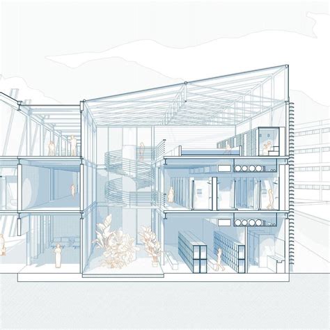 Perspective Section Drawing | Mimari