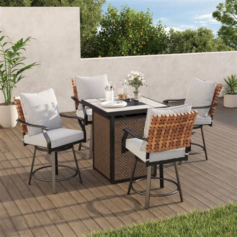 Grandpatio Grand patio 5-Piece Swivel Patio Bar Set with Fire India | Ubuy
