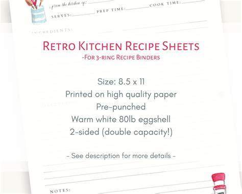 Paper-recipe Page Filler Paper for 3-ring Recipe Binders - Etsy