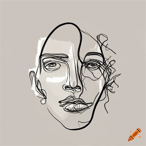 Pencil drawing of two abstract male faces