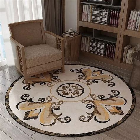 European Retro Round Carpet for Bedroom Living Room ration Chair Area ...