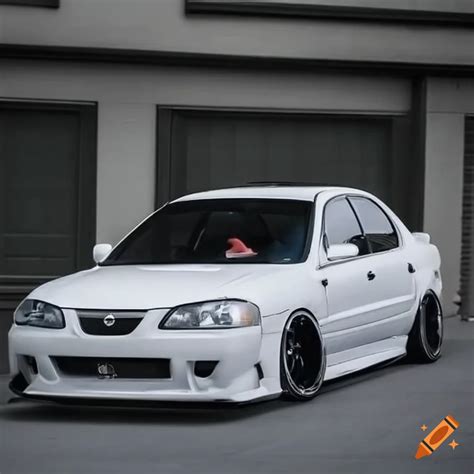 White Nissan Sentra SE-R Spec V with widebody kit on Craiyon