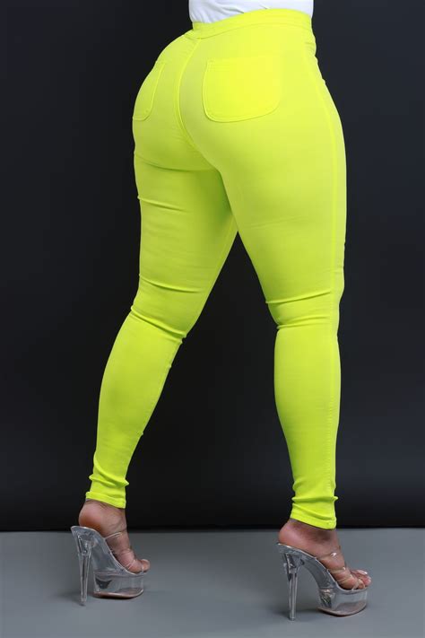 Super Swank High Waist Stretchy Jeans - Neon Yellow | Pants women ...