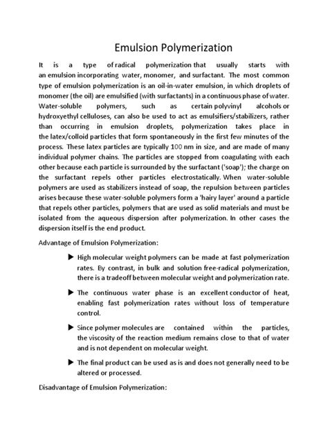 Image result for Emulsion Polymerization