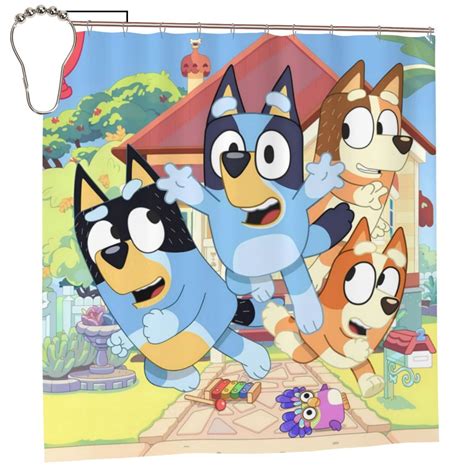 Saiise Bluey Print Shower Curtain for Bathroom,Shower Curtain Set with ...