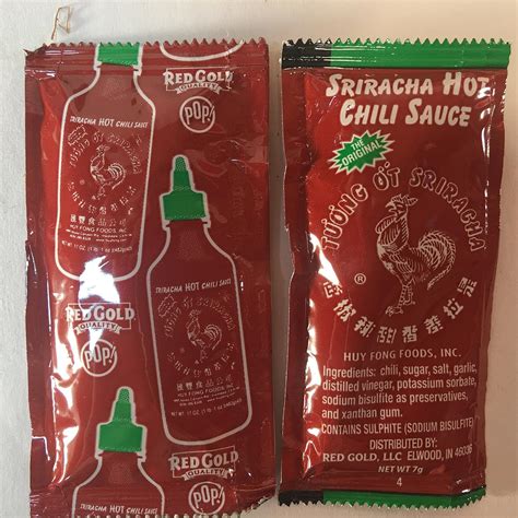 Buy Original Sriracha Hot Chili Sauce 7g Packets (40% more) Huy Fong ...