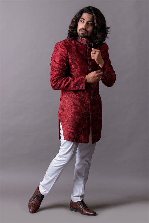 Maroon Indo Western Set with Trousers | Shreeman