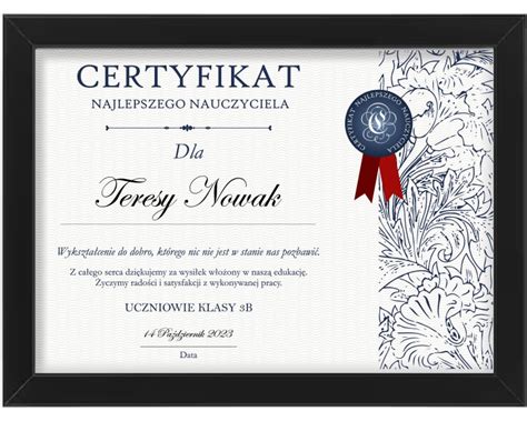 CERTYFIKAT PREZENT dla nauczyciela na dzień nauczyciela