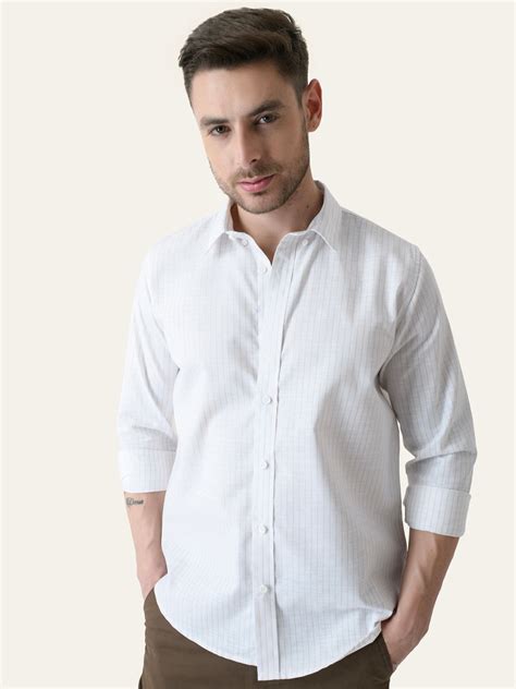 White Striped Slim Fit Linen Cotton Shirt – P E R C H