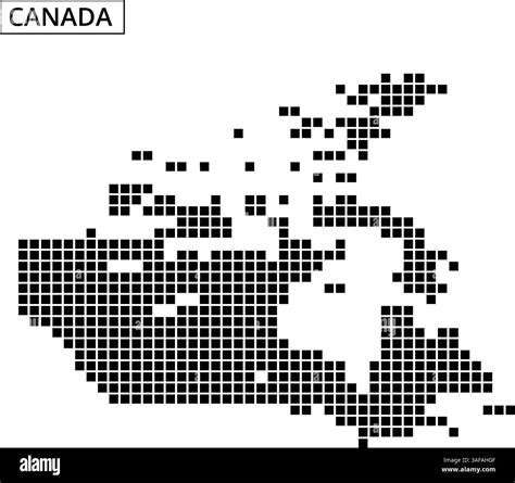 A dotted representation of Canada highlights its geographical features and key locations ...