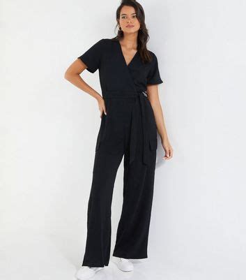 QUIZ Black Belted Wide Leg Jumpsuit | New Look