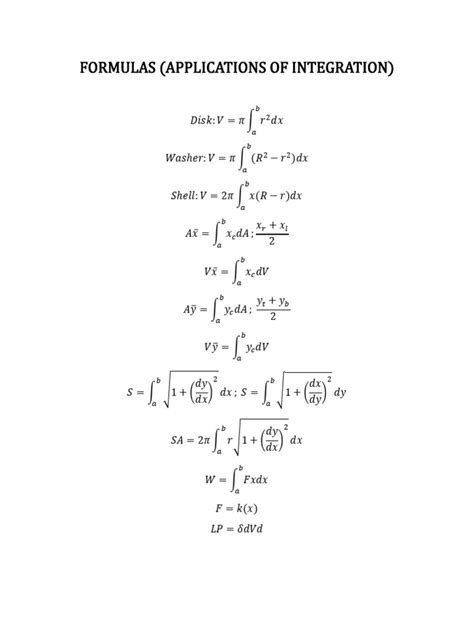 Image result for Formal Integration Calculation Formulas