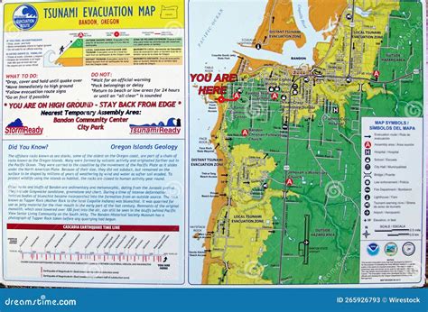 Tsunami Evacuation Sign on Coastal Bandon, Oregon Editorial Stock Photo ...