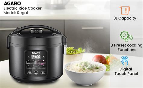 Buy AGARO Regal Electric Rice Cooker, 3 Liters, Ceramic Inner Bowl with ...
