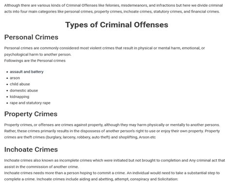 Types of Criminal Offenses | Law Thesaurus