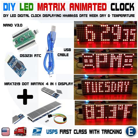 Image result for MAX7219 RTC DS1307 DHT11 LED Matrix Clock Arduino