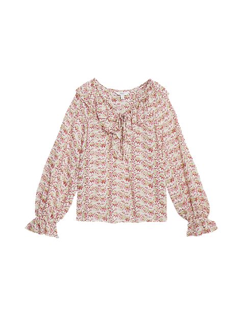 Buy Pure Modal Floral Ruffle Blouse at Marks & Spencer