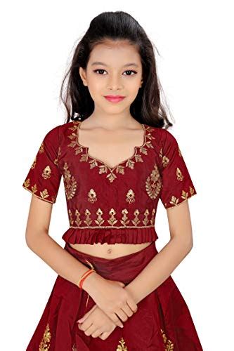Buy Sitaram Creation Girl's Silk Semi-stitched Lehenga Choli and ...