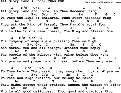 Gospel Song: All Glory Laud & Honor-Trad, lyrics and chords.
