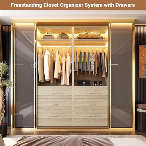 Homieasy Freestanding 2FT Closet System with 3 Wood Drawers, 24" Closet ...