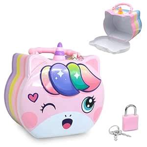 VGRASSP Cartoon Metal Piggy Bank Toy for Kids - Cute Money Safe with ...
