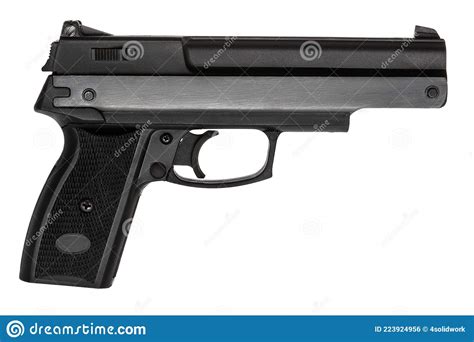Pneumatic Pistol Isolated on White Stock Photo - Image of caliber ...