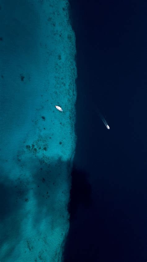 Download wallpaper 1080x1920 ocean, aerial view, water, boats samsung ...