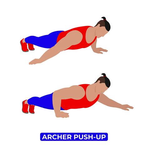 Vector Man Doing Archer Push Up. Bodyweight Fitness Chest Workout ...