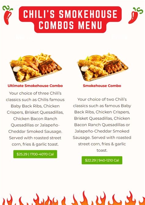 Chili’s Smokehouse Combos Menu With Calories and Prices 2025