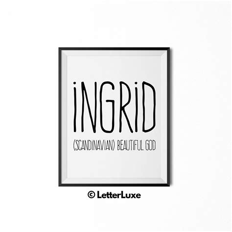 Ingrid Name Meaning Art, Printable Baby Shower Gift for Girl, Nursery ...