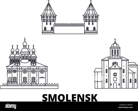 Russia, Smolensk line travel skyline set. Russia, Smolensk outline city ...