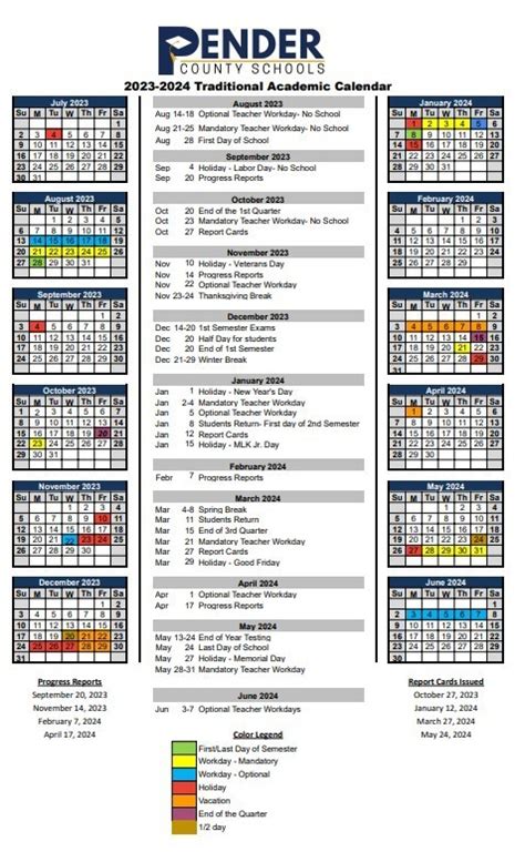 2023-2024 Traditional Calendar | North Topsail Elementary School