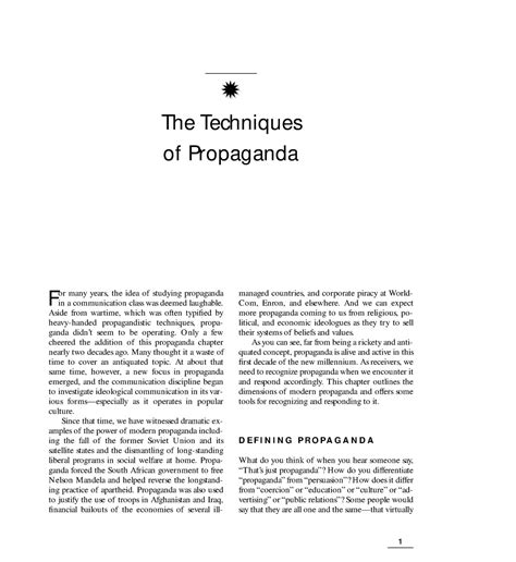 Propaganda Techniques - XX The Techniques of Propaganda 1 F or many ...