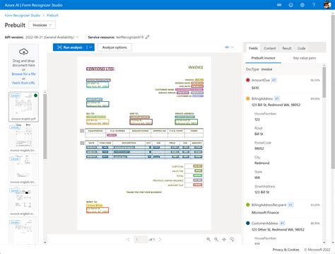 Azure Custom Form Recognizer 的图像结果